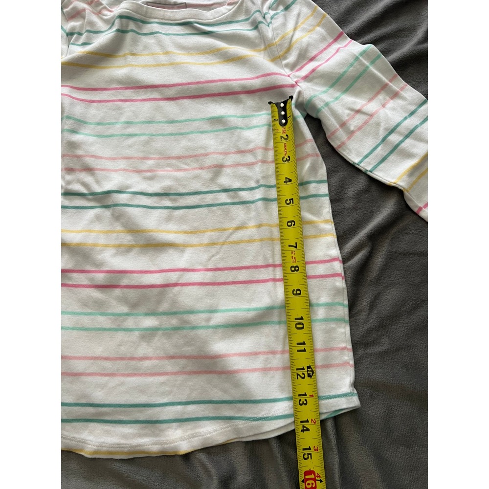 Charter Club Womens Supima Cotton Striped Boat Neck Top White Multi Size M - Picture 5 of 8